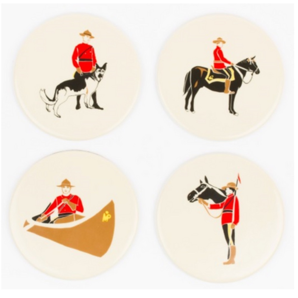 Canadiana RCMP Coasters Set (x4)